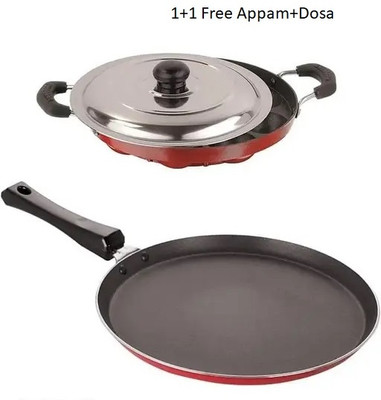 Mainsa Appam Maker Dosa Tawa Dual Combo Set Pack Of 2 Tawa 27 cm diameter(Aluminium, Non-stick)
