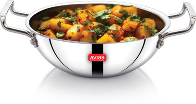 AVIAS AVI3 Triply Kadai without Lid Kadhai 20 cm diameter 1.5 L capacity(Stainless Steel, Induction Bottom)
