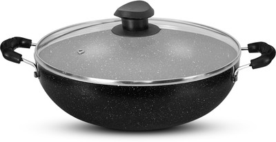 NAVRANG 24cm Kadai Granite finish premium Non-stick Kadhai 24 cm diameter with Lid 2.5 L capacity(Aluminium, Non-stick, Induction Bottom)