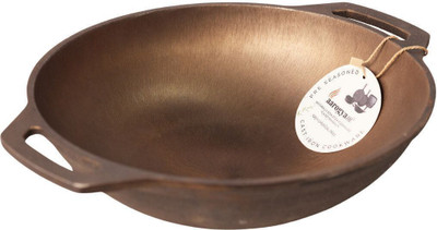 Aarogyam Cast Iron Kadhai 12 Inch Pre Seasoned with Vegetable Oil, Smooth Finish Kadhai 30.5 cm diameter 4 L capacity(Cast Iron, Non-stick)