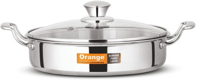 PanCraft Triply Stainless Steel Cook & Serve Kadhai 24 cm diameter with Lid 2.5 L capacity(Stainless Steel, Induction Bottom)
