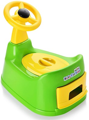 Jynxe Ferrari Car Style Toilet Trainer Seat Chair with Removable Tray and Closing Lid Potty Seat(Green)