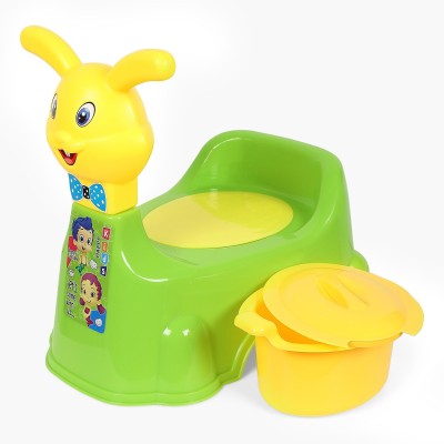 Nabhya 2 In 1 Rabbit Face Toilet Trainer Baby Potty Seat Cum Baby Seat Face with Removable Bowl & Closing Lid Potty Seat(Green)