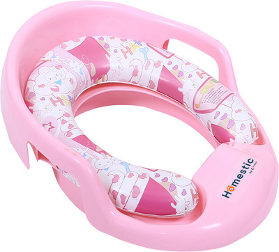 HOMESTIC by Kuber Industries Kids Potty Seat|Plastic Cushioned Potty Seat|Kids Toilet Seat with Handle|Pink Potty Seat(Pink)