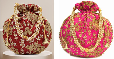 NS enterprises Maroon::Pink Potli(Pack of 2)