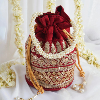 byra Heavy Lace Sequence Potli Bag Potli