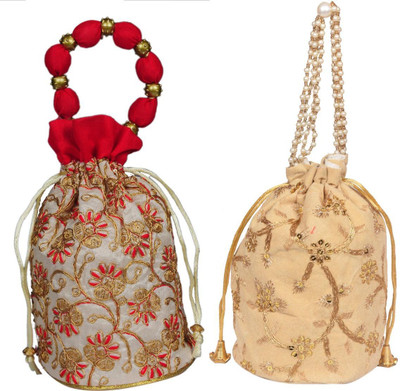 Sunesh Creation Embroidered Potli Bag Gift for Wedding & Other Occasion Potli(Pack of 2)
