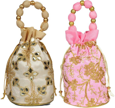 Sunesh Creation Embroidered Potli Bag Gift for Wedding & Other Occasion Potli(Pack of 2)