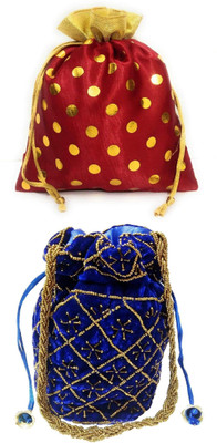 athizay Potli handbags Women pouches for Return ethnic potli bags Embroidered Potli(Pack of 2)
