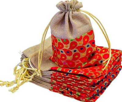 TANEZA CREATIONS POT-JUTEBROCADE-5*7/10 Potli(Pack of 10)