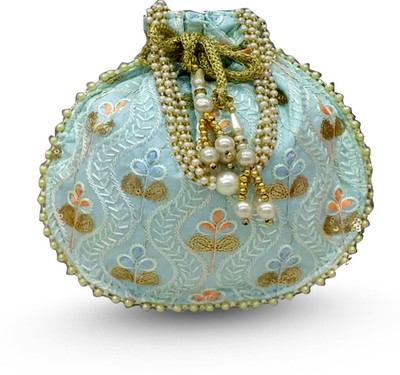Yashank Creation Ethnic Clutch Silk Potli Batwa Pouch Bag with for Women -Handbag for Weddings Potli