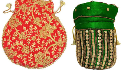 athizay Embroidery work handmade wristlets Potli For Women Fashion Potli