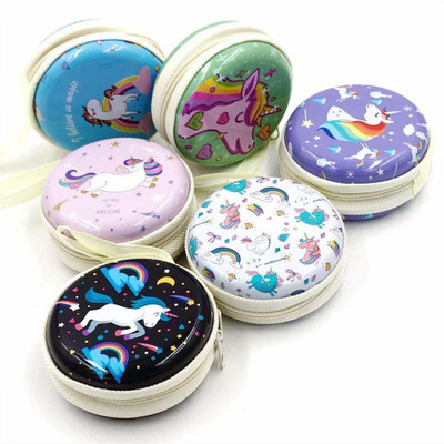 mik Unicorn DesignCircle Shape Coin Box Pouch Small Jewelry Box Pouches Coin Purses Pouch(Pack of 6)