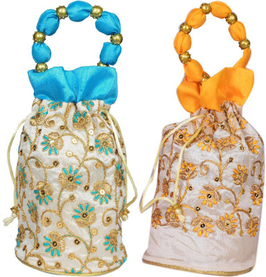 Sunesh Creation Embroidered Potli Bag Gift for Wedding & Other Occasion Potli(Pack of 2)