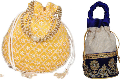 Sunesh Creation Embroidered Potli Bag Gift for Wedding & Other Occasion Potli(Pack of 2)