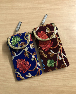 AASMA Embroidered Velvet Mobile Pouch Combo for Women & Girls Mobile Pouch(Pack of 2)