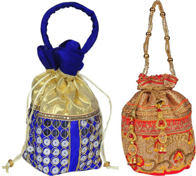 Sunesh Creation Embroidered Potli Bag Gift for Wedding & Other Occasion Potli(Pack of 2)