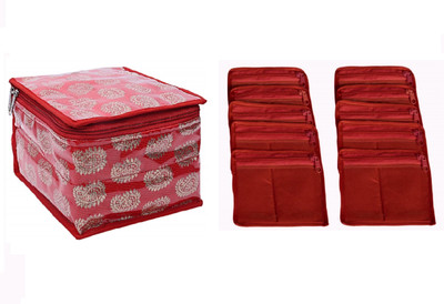 VYORA Jewellery Box Organizer / Makeup Pouches With 10 Transparent Pouches - Red Cosmetic Bag