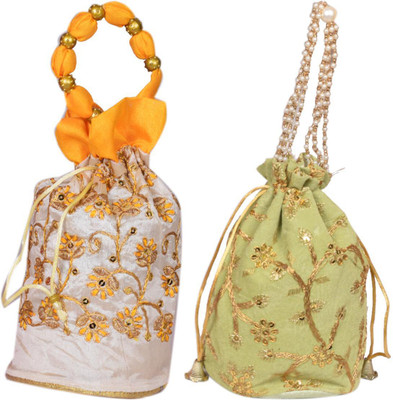Sunesh Creation Embroidered Potli Bag Gift for Wedding & Other Occasion Potli(Pack of 2)