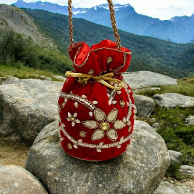 Skorpio Women Silk Hand Made Embodary Potli Bag For Weddings Potli