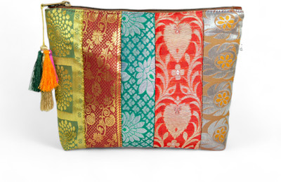 Prashu Handmade Recycled Brocade Patchwork Makeup Utility Pouch Pouch