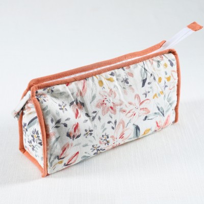 RATAN CART Peach Floral Cosmetic Pouch Cosmetic Bag