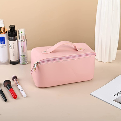 ROMJ Toiletry Bag Make up Organizer with Divider and Handle, Multi Color Cosmetic Bag