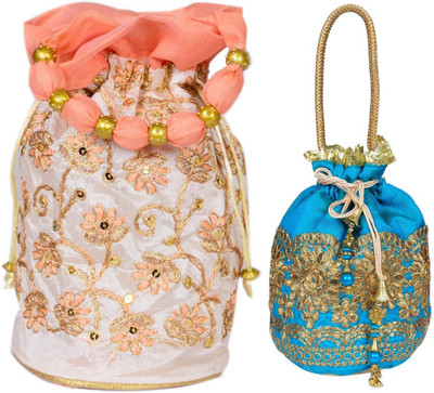 Sunesh Creation Embroidered Potli Bag Gift for Wedding & Other Occasion Potli(Pack of 2)