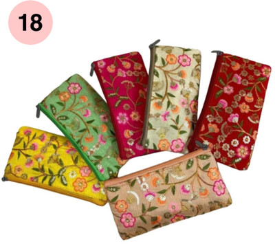 VYORA Embroidery Pouch Potli Bags For Return Gifts Makeup pouch Hand Purse for Gifting Cosmetic Bag(Pack of 18)