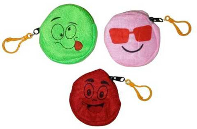 We Four Stars Multicolour Smiley Emoji Soft Plush Coin Pouch for Kids (Pack of 3) Coin Purse(Pack of 3)