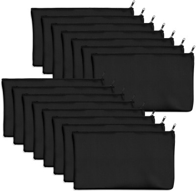 Amrutkala Makeup Cosmetic Toiletry Stationary Storage Black Pack of 15 Pouch(Pack of 15)