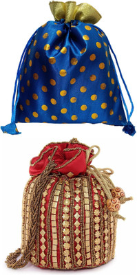 athizay Potli handbags Women pouches for Return ethnic potli bags Embroidered Potli(Pack of 2)