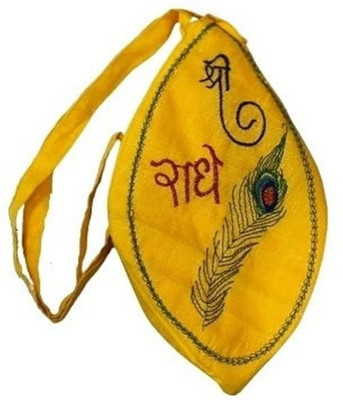 Vrindavanstore.in Shree Radhe Yellow Plain Gomukhi Jaap Bag in Yellow Color Potli