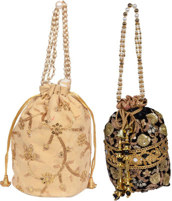 Sunesh Creation Embroidered Potli Bag Gift for Wedding & Other Occasion Potli(Pack of 2)