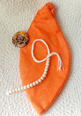 UAS ACHYUTA EXPERT TRADING CO ZIPPED Bead Bag for Chanting Mantra (Orange) & Included Counter Mala Potli(Pack of 3)