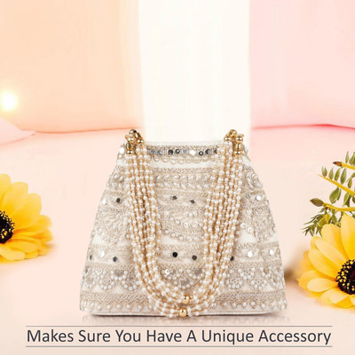 PLANX Classy Fancy Embroidery Traditional Design Wedding Party Potli Bag For Women Potli