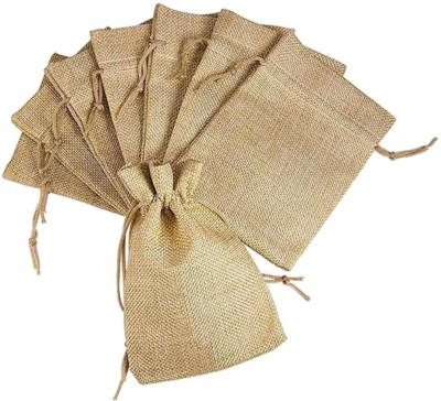 DELINGER Jute Poti 6x8 Inch Pack Of 10 Potli(Pack of 10)