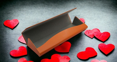 OKU1 Triangle PU Folding Glasses Magnetic Sunglasses Case Portable Pack of 1 Khaki Pouch