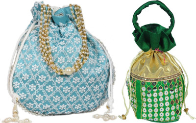 Sunesh Creation Embroidered Potli Bag Gift for Wedding & Other Occasion Potli(Pack of 2)