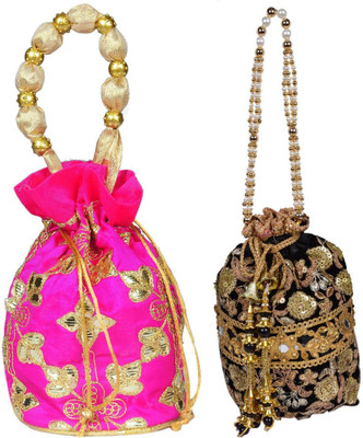 Sunesh Creation Embroidered Potli Bag Gift for Wedding & Other Occasion Potli(Pack of 2)