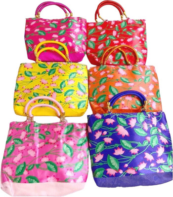 Brown Leaf Pack of 6 Pooja bag hand bag lunch bag Cosmetic Bag(Pack of 6)