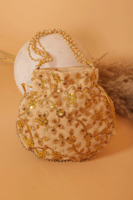 Radha's Velvet Sequence Embroidered Potli Bag for Women Party Wear Potli