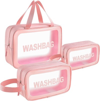 HouseOfCommon Pink Cosmetic Bag (Pack of 3) Cosmetic Bag