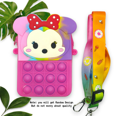 veepearls Multicolor Sling Bag Colorful Pop It Purse for Kids , Soft Silicone Sling Bag with Adjustable Strap