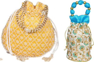 Sunesh Creation Embroidered Potli Bag Gift for Wedding & Other Occasion Potli(Pack of 2)