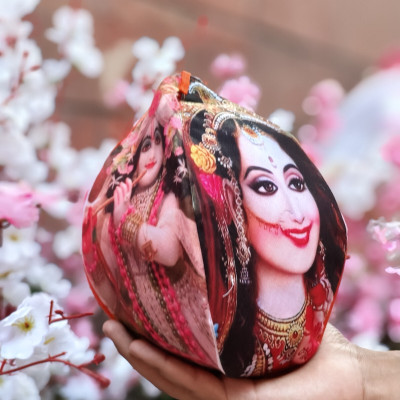 Vrindavanstore.in Radha Krishna Printed Jaap Bag Potli
