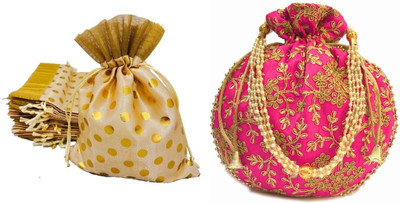 NS enterprises Gold::Pink Potli(Pack of 2)
