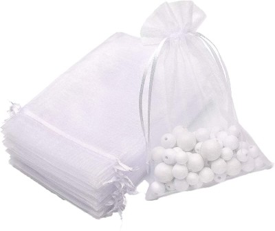 Dms Retail Plain White Organza Bags 8X10 CMS (Pack Of 15) Potli