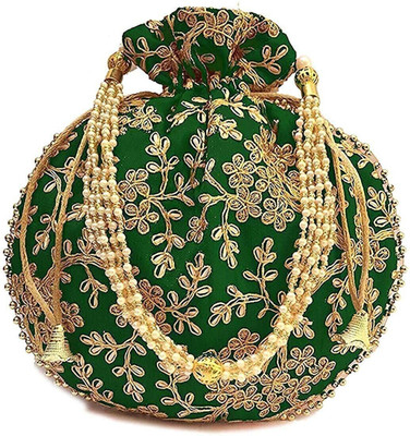 HouseOfCommon Women's Potli Designer Handbag (Green) Potli