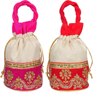 Sunesh Creation Embroidered Potli Bag Gift for Wedding & Other Occasion Potli(Pack of 2)